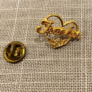 S8-BUNDLE ONLY Vintage Gold Teacher Heart/Rose Pin